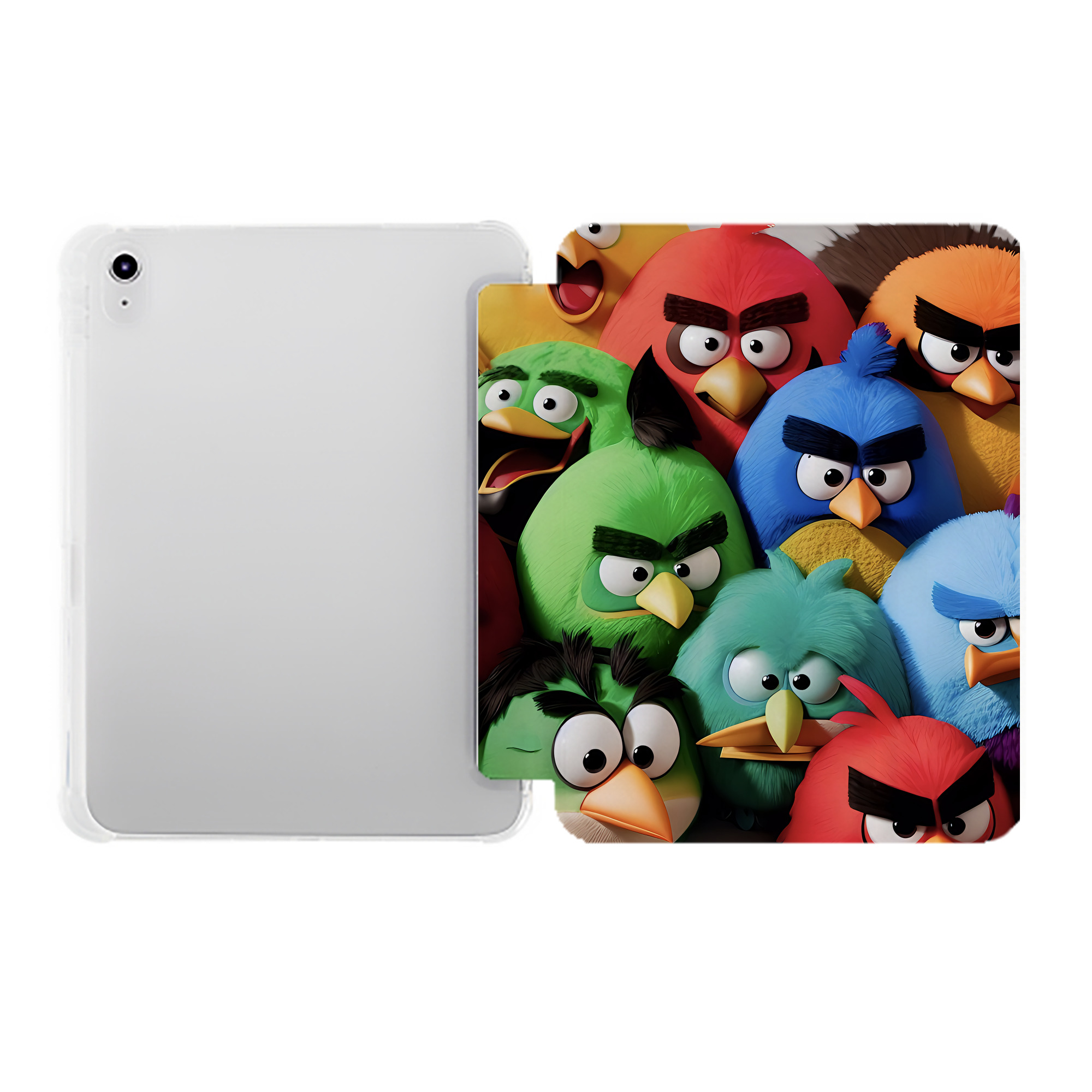 （画像用） Angry Birds アングリーバード IPad ケース ペン収納付き 三つ折りスタンド PUレザー×シリコン 対応機種9.5/10.5/10.9インチ